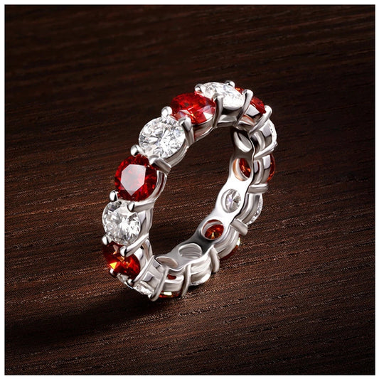 SALE | ICED OUT MOISSANITE GRÖSSE 8 "RED DRASILO" WEISSGOLD 925S SILVER RING - ICERAIN JEWELRY