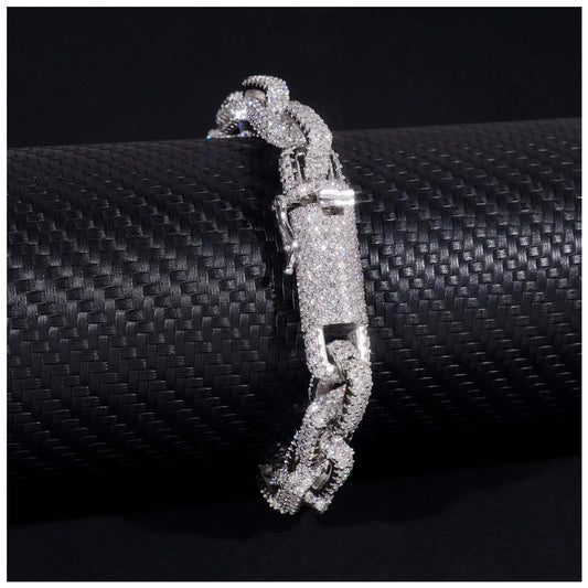 ICED OUT 10MM MOISSANITE "LOOP" WEISSGOLD 925S SILVER ARMBAND - ICERAIN JEWELRY