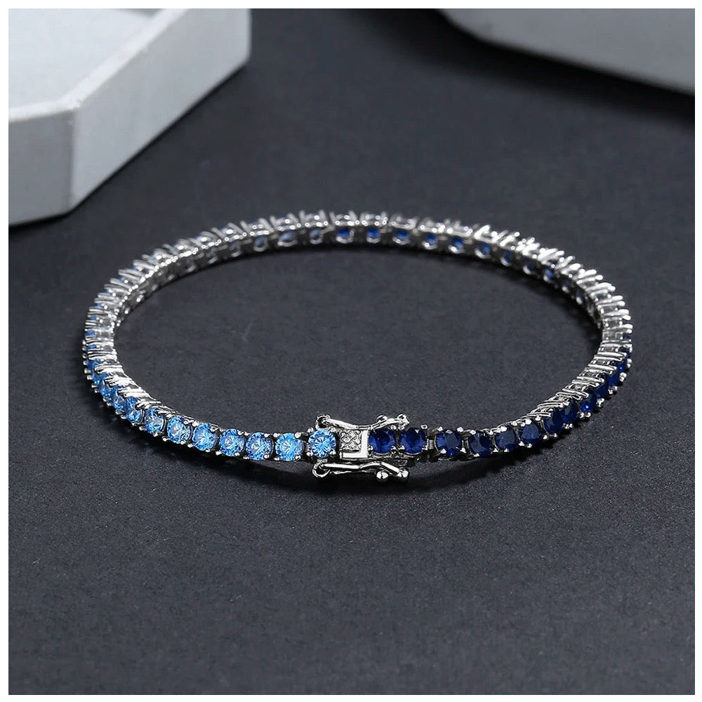 ICED OUT 3MM "BLUE NEPTUN TENNIS" ARMBAND - ICERAIN JEWELRY