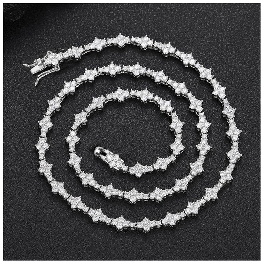 ICED OUT MOISSANITE 3MM "TENNIS CROSS" WEISSGOLD 925S SILVER KETTE - ICERAIN JEWELRY