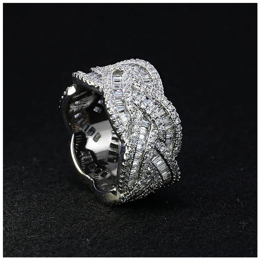 ICED OUT MOISSANITE "WAVE" WEISSGOLD 925S SILVER RING - ICERAIN JEWELRY