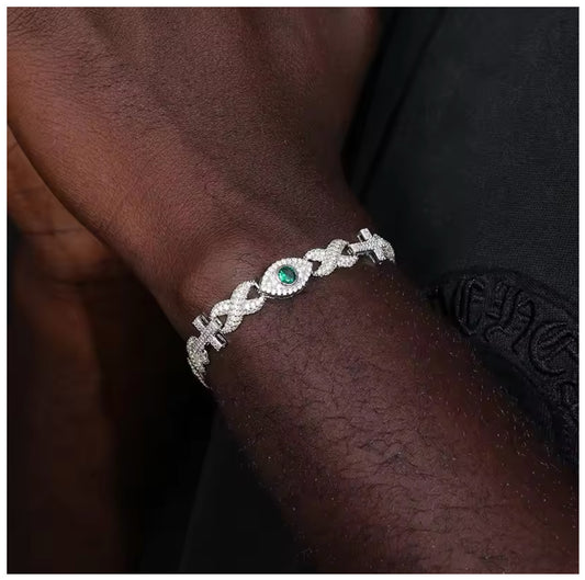 Luxus Iced Out Moissanite 10mm "Collabo" Whitegold 925S Silver Armbänder