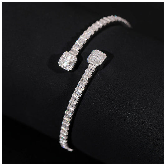 ICED OUT 3,8MM MOISSANITE "SQUARE" WEISSGOLD 925S SILVER ARMREIF - ICERAIN JEWELRY