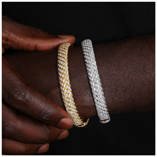 ICED OUT 8MM MOISSANITE "TWIST" WEISSGOLD 925S SILVER ARMREIF - ICERAIN JEWELRY