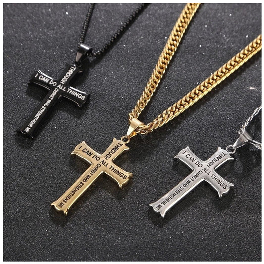 Luxus Edelstahl "Believe Cross" Kette