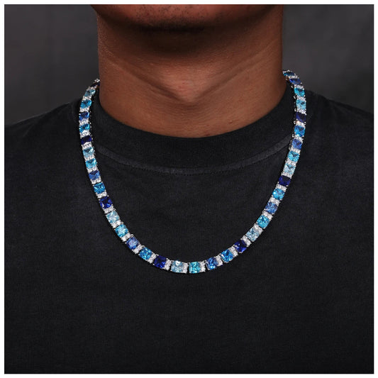 ICED OUT 7,5MM MOISSANITE "OCEAN TENNIS" WEISSGOLD 925S SILVER KETTE - ICERAIN JEWELRY