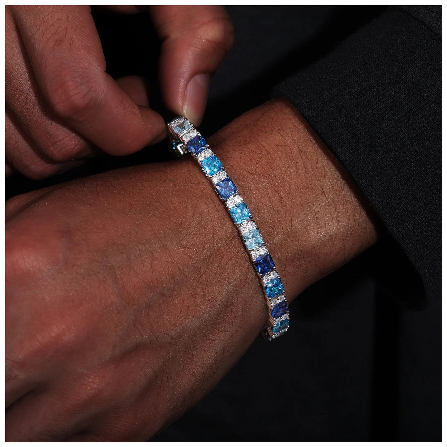 Luxus Iced Out 7,5mm Moissanite "Ocean" Whitegold 925S Silver Armbänder