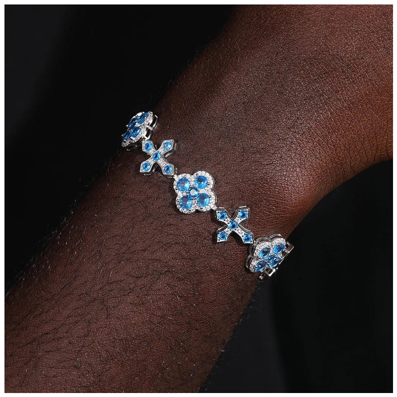 ICED OUT "CLOVER CROSS" ARMBAND - ICERAIN JEWELRY