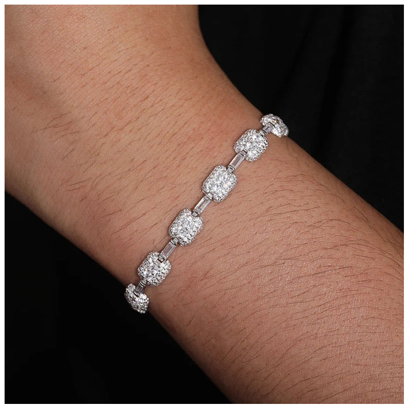 Luxus Iced Out 7mm Moissanite "Cheng" Whitegold 925S Silver Armbänder