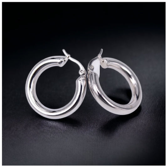 EDELSTAHL "SILVER CIRCLE" OHRRINGE - ICERAIN JEWELRY