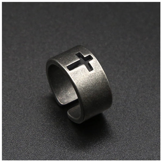 EDELSTAHL "CROSS V5" RING - ICERAIN JEWELRY