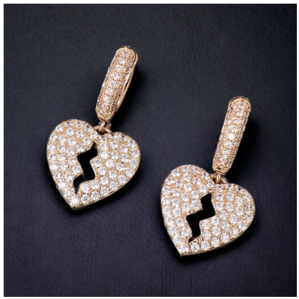 ICED OUT "GOLD BROKEN HEART" OHRRINGE - ICERAIN JEWELRY