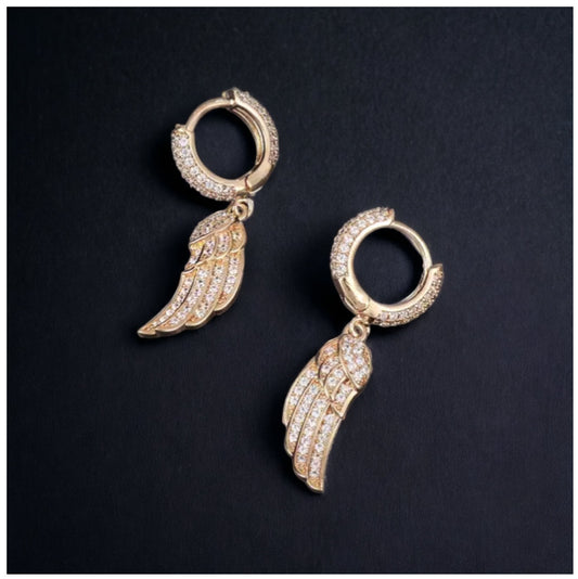 ICED OUT "GOLD ANGEL WINGS" OHRRINGE - ICERAIN JEWELRY