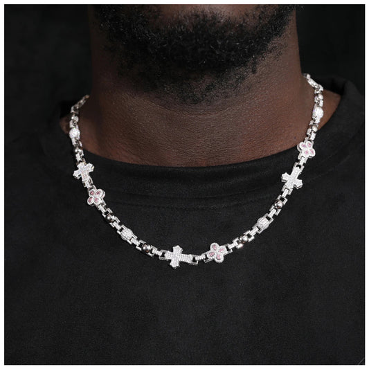 ICED OUT MOISSANITE "CROSS COLLABO" WEISSGOLD 925S SILVER KETTE - ICERAIN JEWELRY