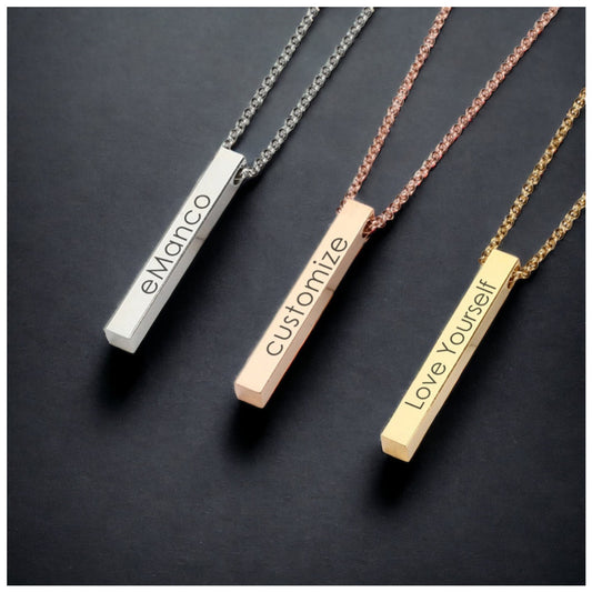 PERSONALISIERTE EDELSTAHL "SQUARE BAR" KETTE - ICERAIN JEWELRY