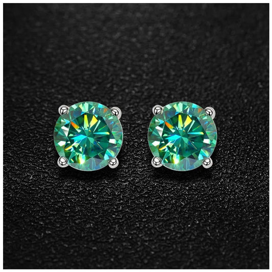 Luxus Iced Out Moissanite "Green Parolo" Whitegold 925S Silver Ohrringe