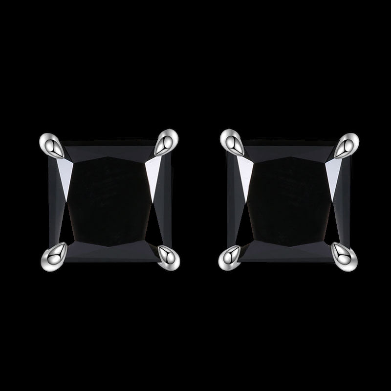 Luxus Iced Out Moissanite "Black/Red Silverstar" Whitegold 925S Silver Ohrringe