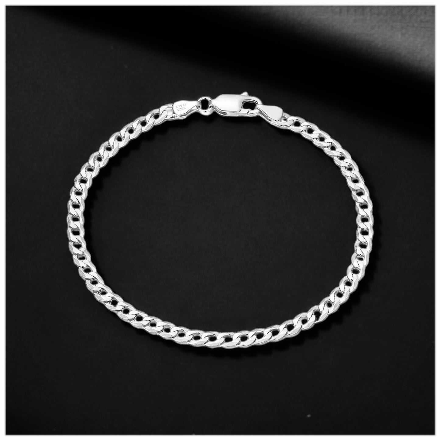 Luxus 925S Silver 3mm "Silver Cuban" Armbänder