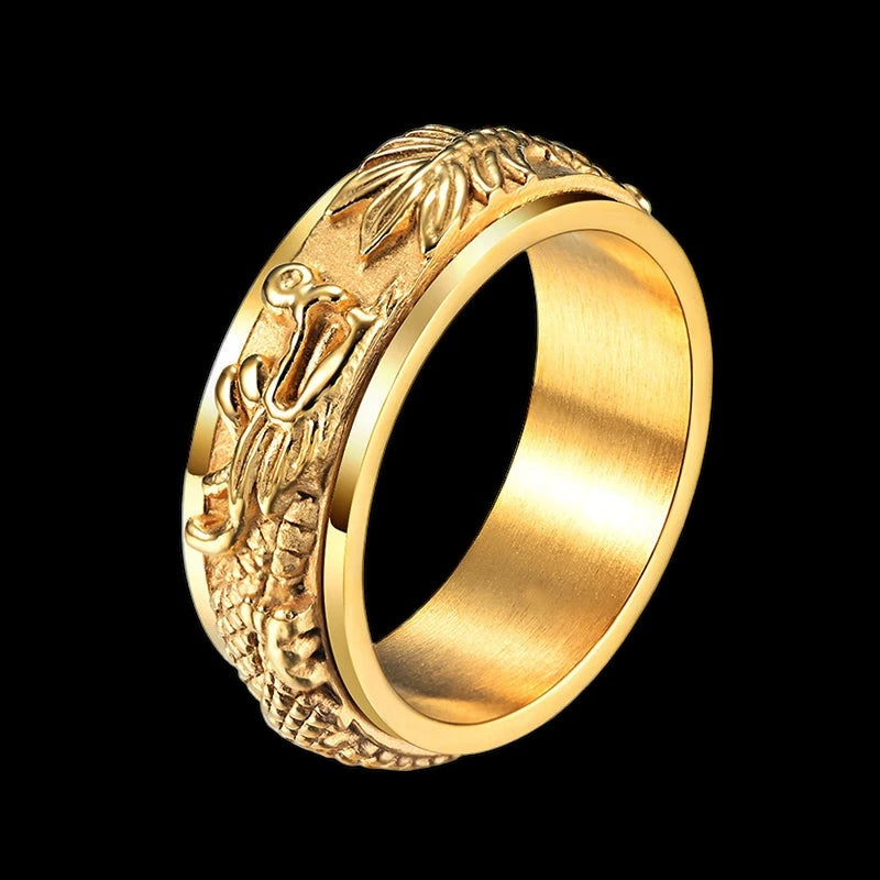 Luxus Edelstahl "Gold Dragon" Ringe