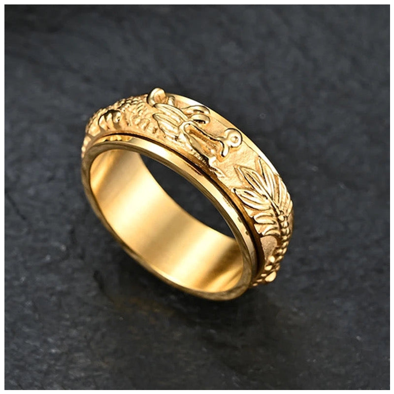 Luxus Edelstahl "Gold Dragon" Ringe