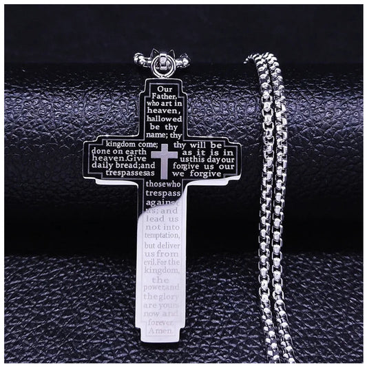 Luxus Edelstahl "Amen Cross" Kette