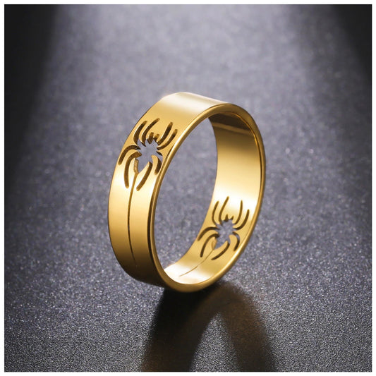 Luxus Edelstahl "Gold Spider" Ringe