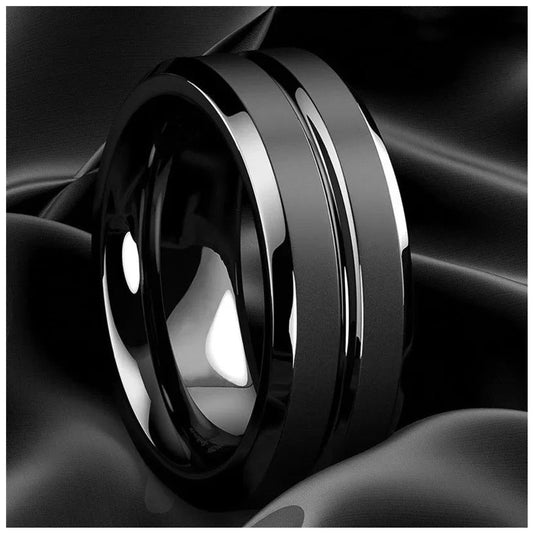 Luxus Edelstahl 8mm "Blackhole" Ringe