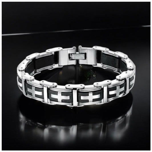 EDELSTAHL 14MM "CROSS" ARMBAND - ICERAIN JEWELRY