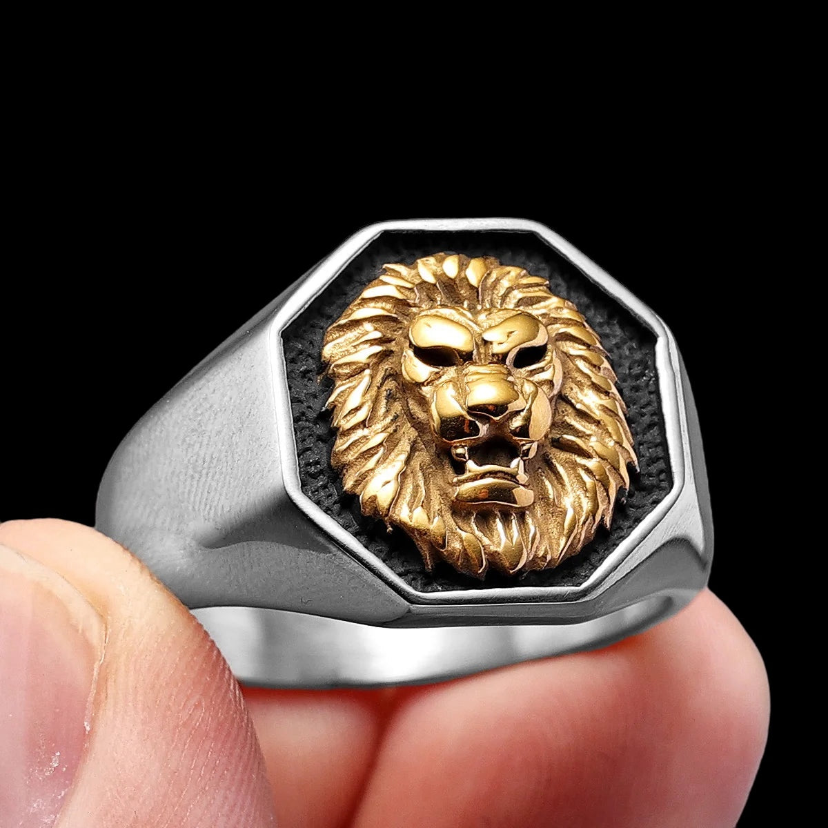 Luxus Edelstahl "Lion V2" Ringe