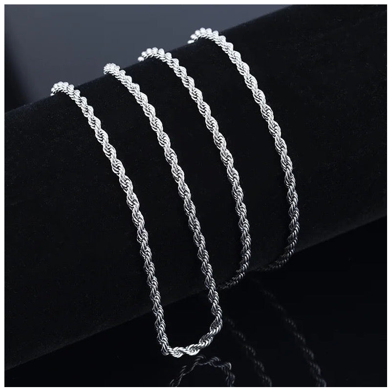 Luxus 925S Silver 2mm "Rope" Kette