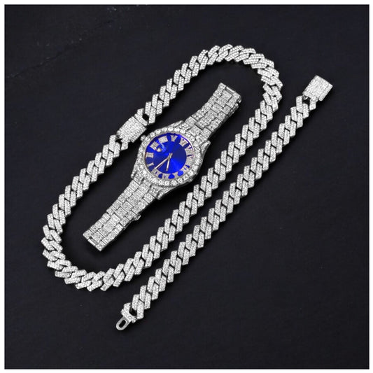 ICED OUT 14MM 3-IN-1 "PRONG" SCHMUCKSET (HALSKETTE + ARMBAND + UHR) - ICERAIN JEWELRY