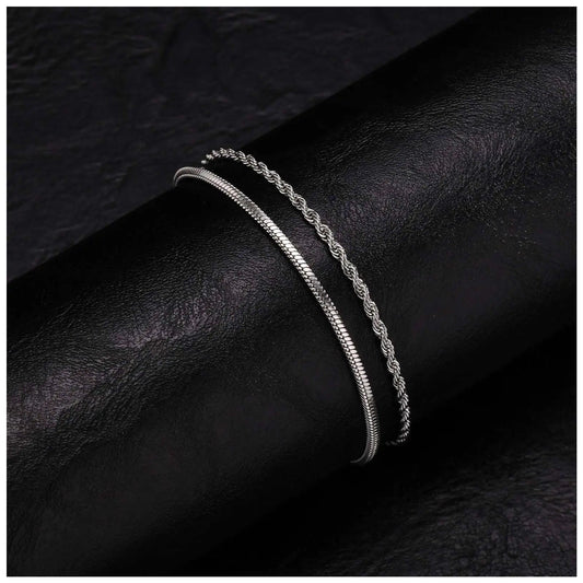 EDELSTAHL 2-IN-1 "SILVER BOPE" SCHMUCKSET (2 ARMBAND) - ICERAIN JEWELRY