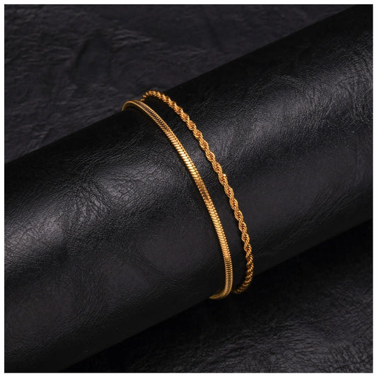 EDELSTAHL 2-IN-1 "GOLD BOPE" SCHMUCKSET (2 ARMBAND) - ICERAIN JEWELRY