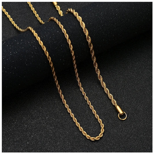EDELSTAHL 2-IN-1 "GOLD ROPE" SCHMUCKSET (HALSKETTE + ARMBAND) - ICERAIN JEWELRY