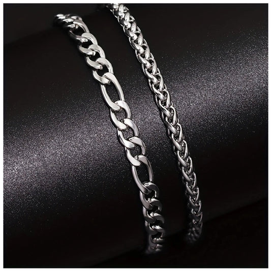 EDELSTAHL 2-IN-1 "SILVER STREET" SCHMUCKSET (2 ARMBAND) - ICERAIN JEWELRY