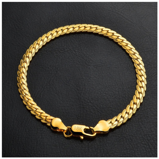 Luxus 925S Silver 18K Gold 5mm "Gold Snakena" Armbänder