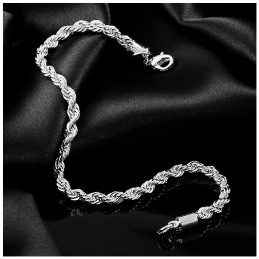 Luxus 925S Silver 4mm "Rope" Armbänder