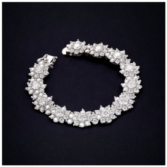 ICED OUT MOISSANITE "FLOWERS" WEISSGOLD 925S SILVER ARMBAND - ICERAIN JEWELRY
