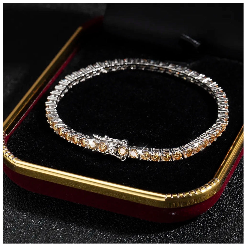 Luxus Iced Out Moissanite "Gold Tennis" Whitegold 925S Silver Armbänder