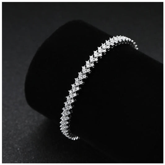 ICED OUT MOISSANITE "TRIANGLE TENNIS" WEISSGOLD 925S SILVER ARMBAND - ICERAIN JEWELRY