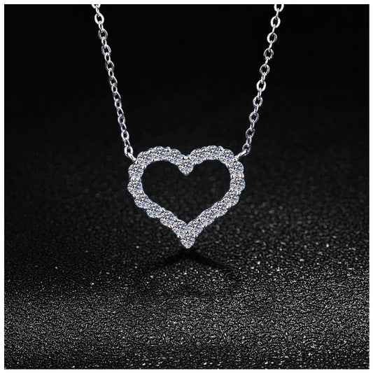 Luxus Iced Out Moissanite "Heart" Whitegold 925S Silver Kette