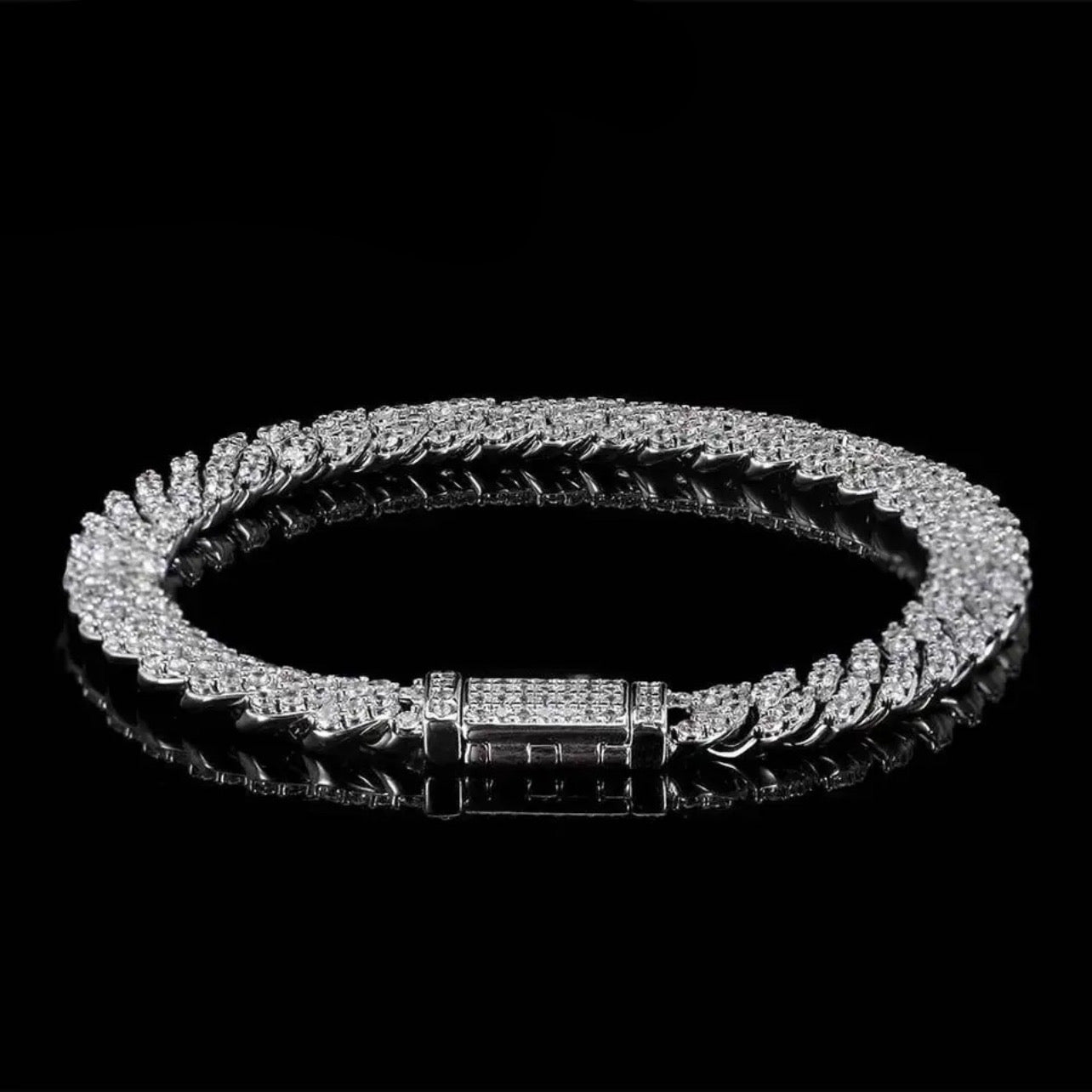 Sale | Luxus Iced Out 8mm 19cm Moissanite "Chopper" Whitegold 925S Silver Armband