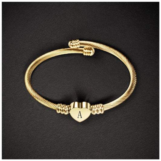 PERSONALISIERTES EDELSTAHL ANFANGSBUCHSTABEN "HEART" ARMBAND - ICERAIN JEWELRY