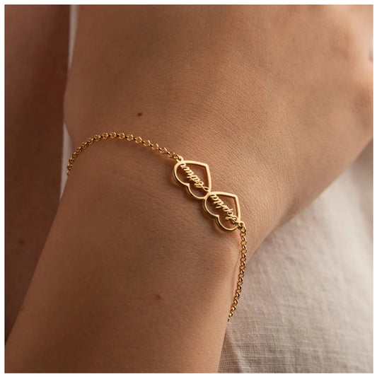 PERSONALISIERTES EDELSTAHL "DOUBLEHEART" ARMBAND - ICERAIN JEWELRY