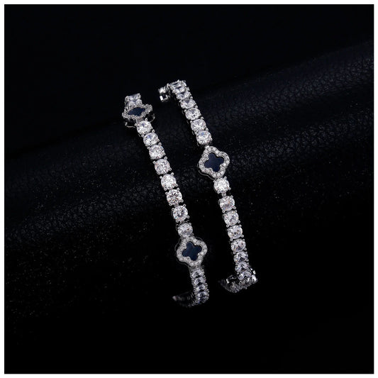 SALE | ICED OUT 23CM "BLACK CLOVER TENNIS" ARMBAND - ICERAIN JEWELRY