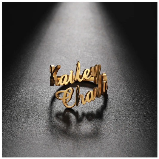 PERSONALISIERTER EDELSTAHL "DOUBLENAME" RING - ICERAIN JEWELRY