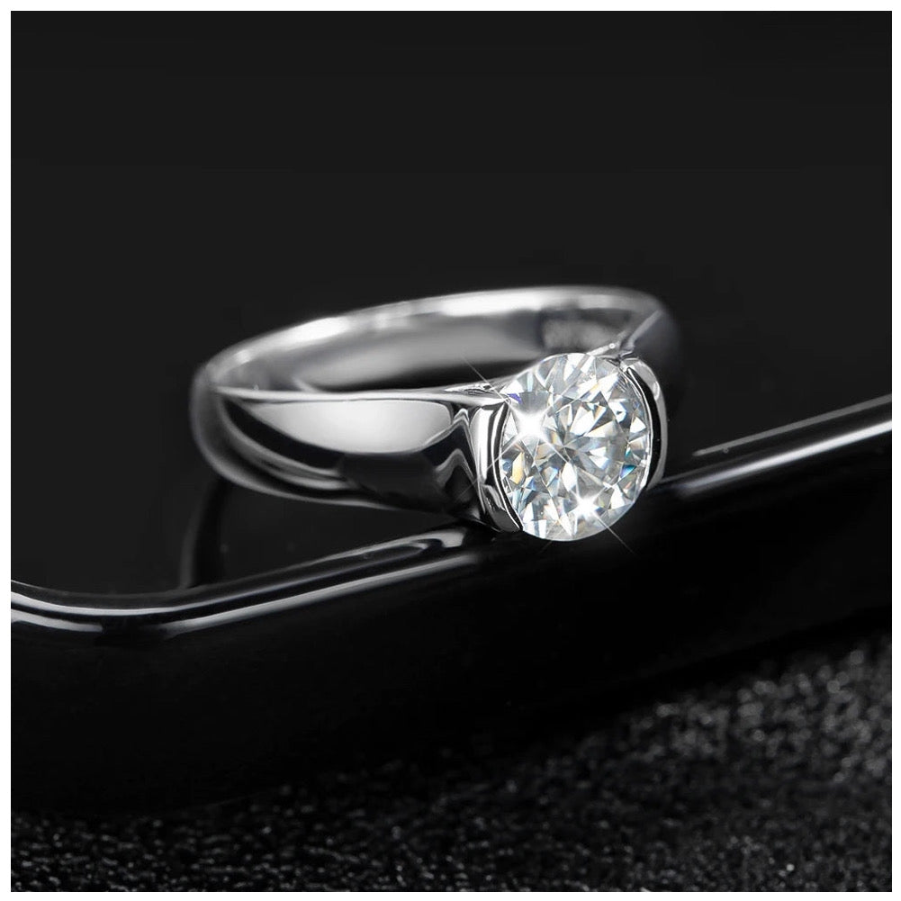 Luxus Iced Out Moissanite "Bezel" Whitegold 925S Silver Ringe