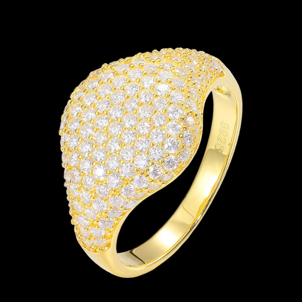 Sale | Luxus Iced Out Moissanite Größe 9 (19mm Durchmesser) "Gold Dwaragona" Whitegold 925S Silver Ringe