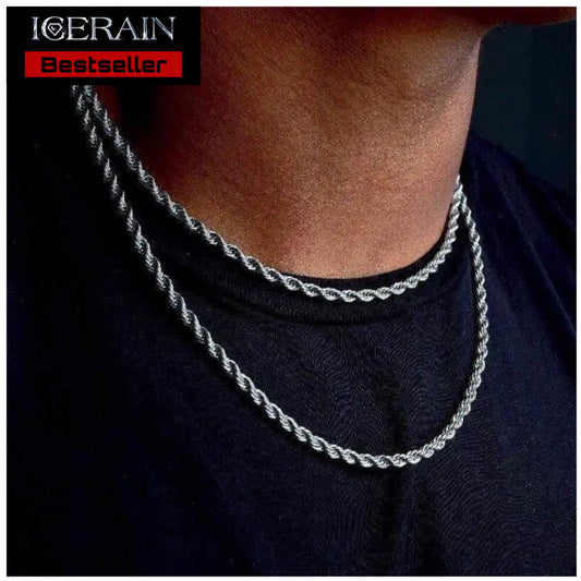 Sale | Luxus Edelstahl 3mm 60cm "Silver Rope" Kette