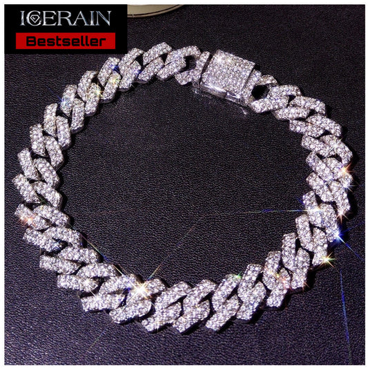 Sale | Luxus Iced Out 14mm 23cm "Silver Prong" Armband